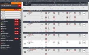 Giao diện rất chuẩn chỉnh của từng loại cá cược thể thao trực tuyến